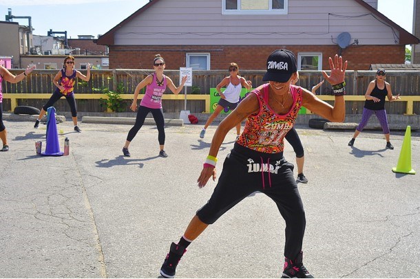 Regulars of Cathy’s Zumba in Da House get into the beat while singing and chanting to the music. Jackie Kozak for BradfordToday