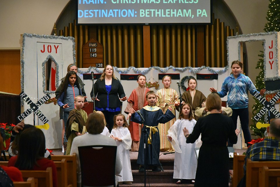 Members of a children's choir on the way to Bethlehem, Pennsylvania, in The Christmas Express. Miriam King/Bradford Today