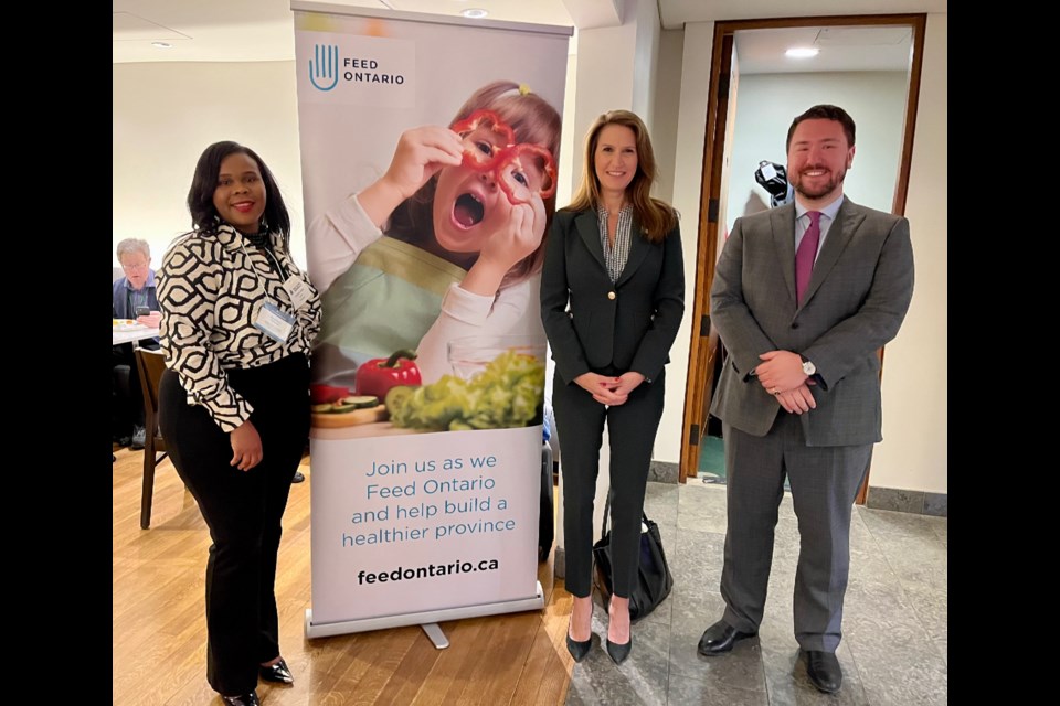 BWG Councillor Cheraldean Duhaney, York-Simcoe MPP Caroline Mulroney and BWG Councillor Jonathan Scott attend poverty reduction lobbying day at Queen's Park.