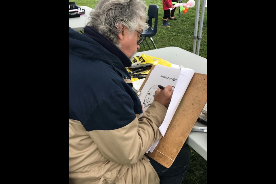 Local caricature artist Michael McDonnell returned again to BWG Pumpkin Fest 2021 - Henderson Field, Bradford. 