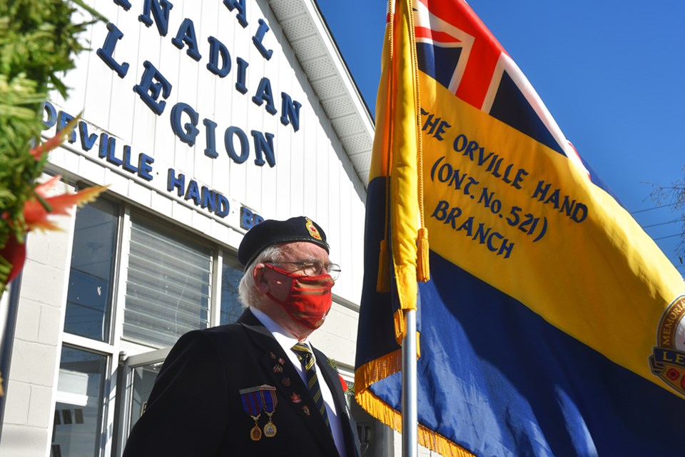 The Bradford Legion hosted an in-person celebration of Remembrance Day, Nov. 11 - with limited numbers, face masks and social distancing. Miriam King for Bradford Today