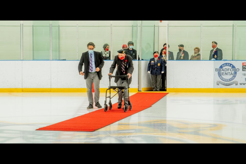 Veteran Brian Mallett drops the puck at the Bradford Rattlers game on Sunday