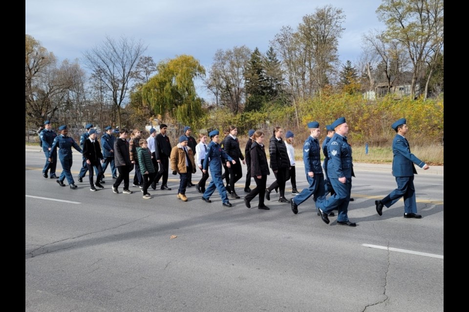 Cadets march in Bradford Remembrance Day Parade on Sunday Nov. 6