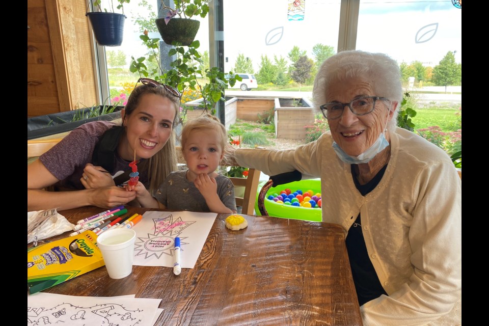 A resident of The Elden of Bradford and her family are shown on Grandparents Day.