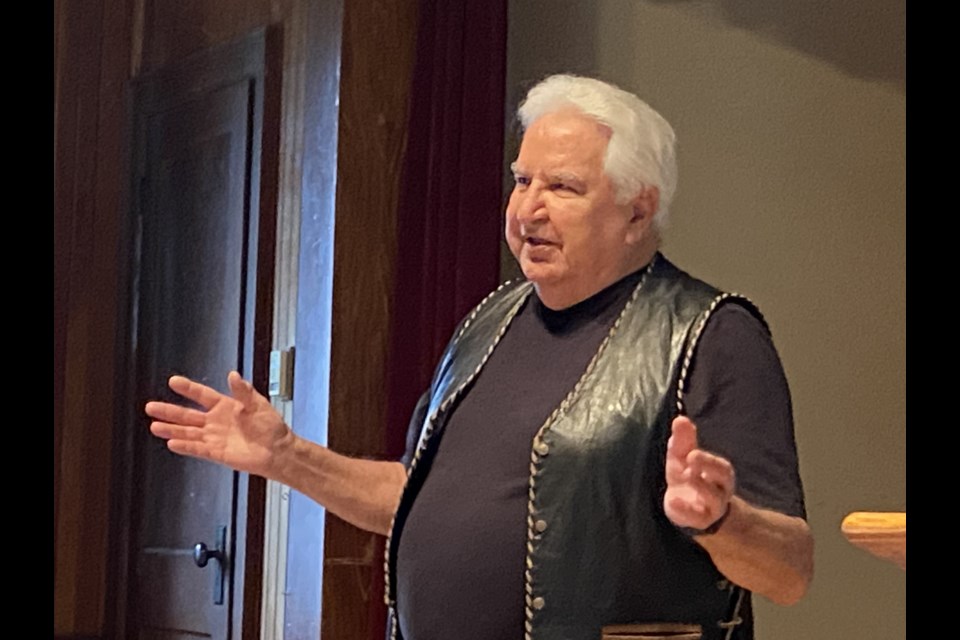 John Payette explains the impact the beaver fur trade had on Indigenous nations and the environment during his talk Wednesday at the Tec-We-Gwill Hall in Newton Robinson.