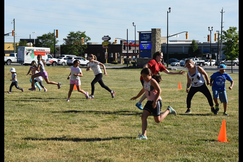 People take part in “shark attack” tag - one of the activities during Recreation and Parks Month in BWG. Miriam King/Bradford Today