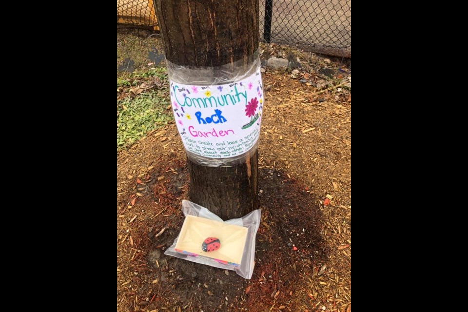 Community Rock Garden started outside St. Teresa of Calcutta School on Northgate Drive. Submitted Photo.