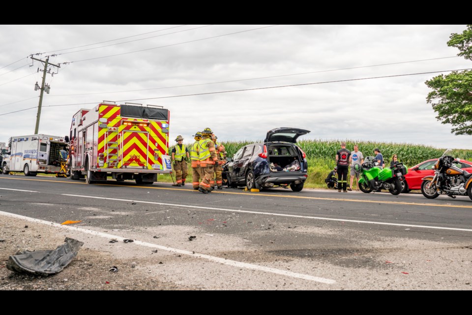 Emergency crews responded to a two-vehicle collision Saturday at the intersection of Highway 27 and Line 9 in Bradford West Gwillimbury.