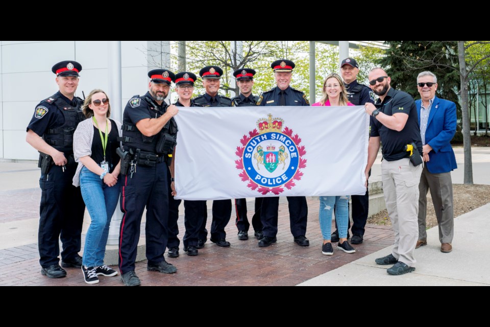 South Simcoe Police celebrate the first ever flag raising for Police Week in Bradford.