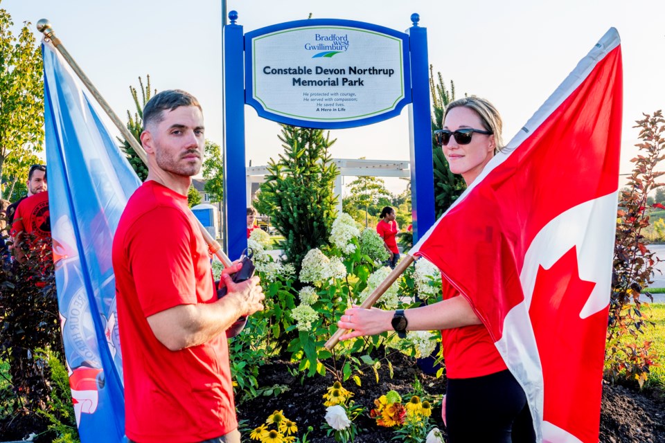 South Simcoe Police South Division held their Run To Remember on Wednesday. During the event, the group stopped at Constable Devon Northrup Memorial Park.