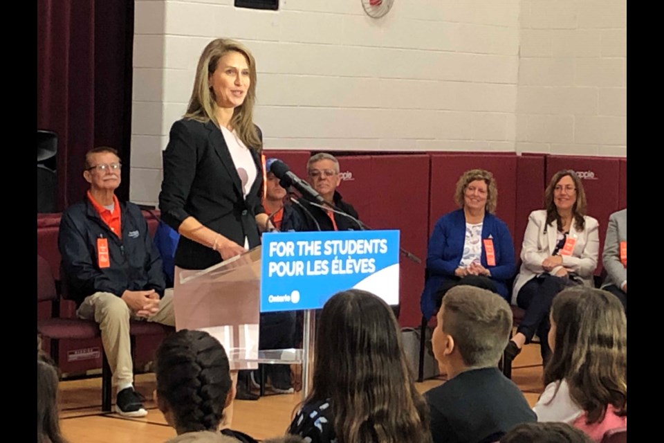 Minister of Transportation Caroline Mulroney was at a Bradford elementary school this week to announce the province's new active school travel project. Natasha Philpott/BradfordToday                          