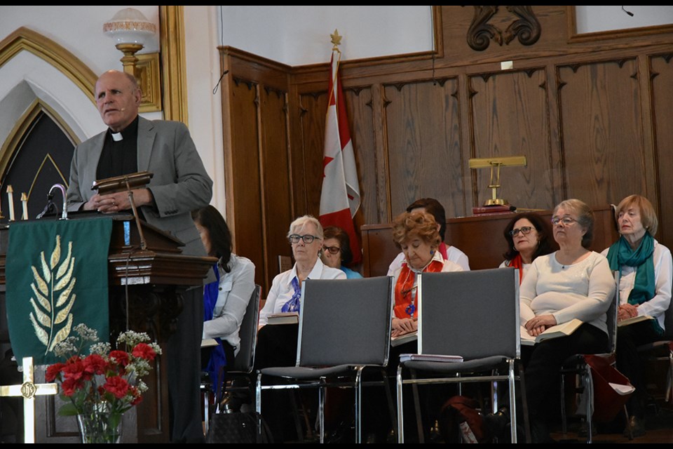 Rev. Jim Keenan was guest speaker at the World Day of Prayer service in Bradford, written by the women of Slovenia. Miriam King/Bradford Today