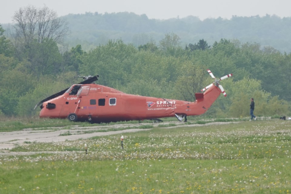 A helicopter crashed at Burlington Airpark mid-day.