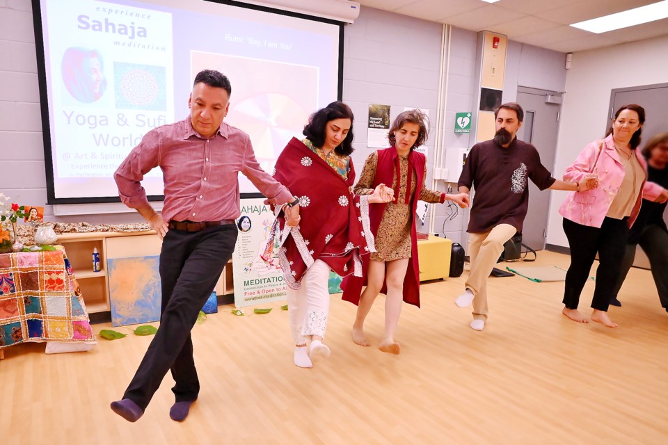 100 Seeds of Joy from Sahaja Yoga Meditation Network presented a meditation day with Sufi poetry from Rumi and Iranian Dancing at the Orchard Community Hub. Afshin Khalvatti and wife Zohreh Emad lead the dancing, teaching it step by step.