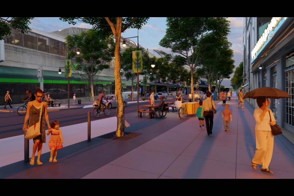 Artist rendering of the changes envisioned on Sixth Street in Uptown New West.