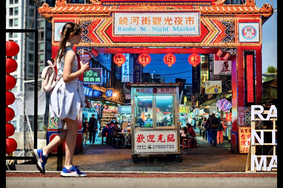 Several street scenes of Taipei, such as the Raohe St. Night Market, provided backdrops for selfies at the Vancouver Bubble Tea Festival at Swangard Stadium on July 8, 2023.
Photo: Jennifer Gauthier