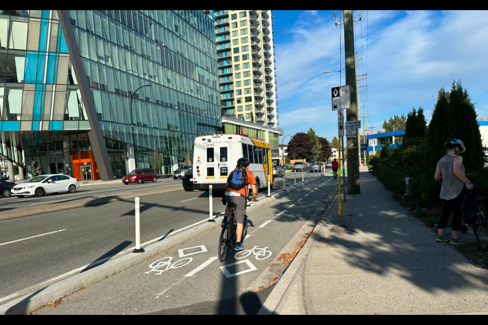 Bike lane on Kingsway in Burnaby.