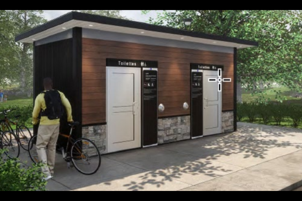 An example of a self-cleaning washroom.