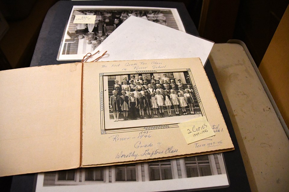 A photo in storage at Rosser Elementary shows the school's first Grade 2 class in 1945.