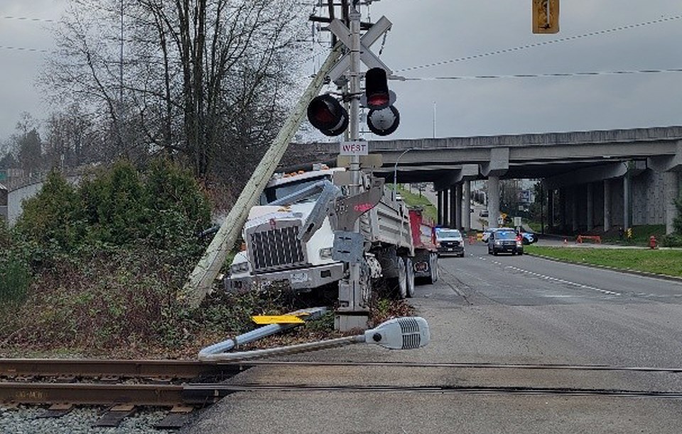 This truck was taken out of service for safety violations after a crash on Boundary Road this month.