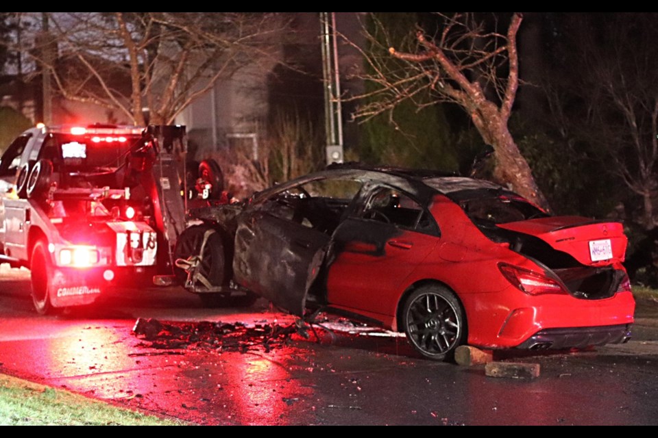 A driver fleeing police in Vancouver crashed in Burnaby early Sunday morning. 