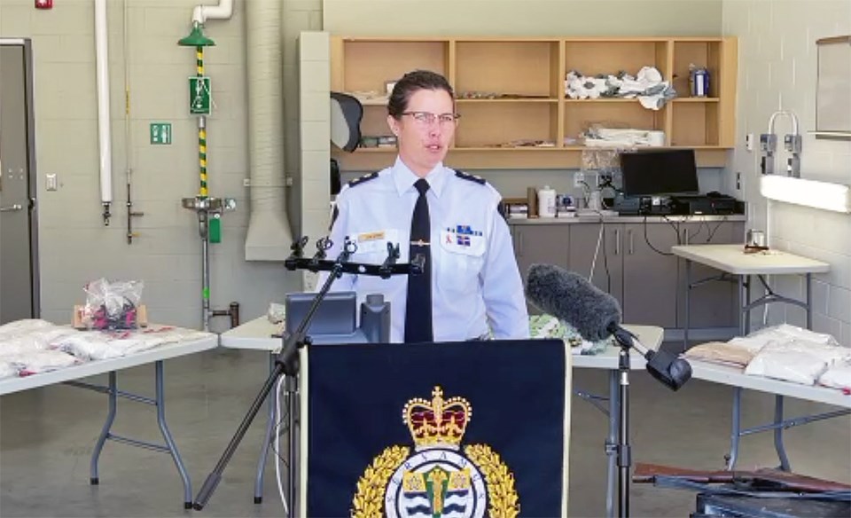 Vancouver Police Department Supt. Lisa Byrne speaks at a press conference Tuesday about a large drug seizure linked to an ongoing gang investigation. 