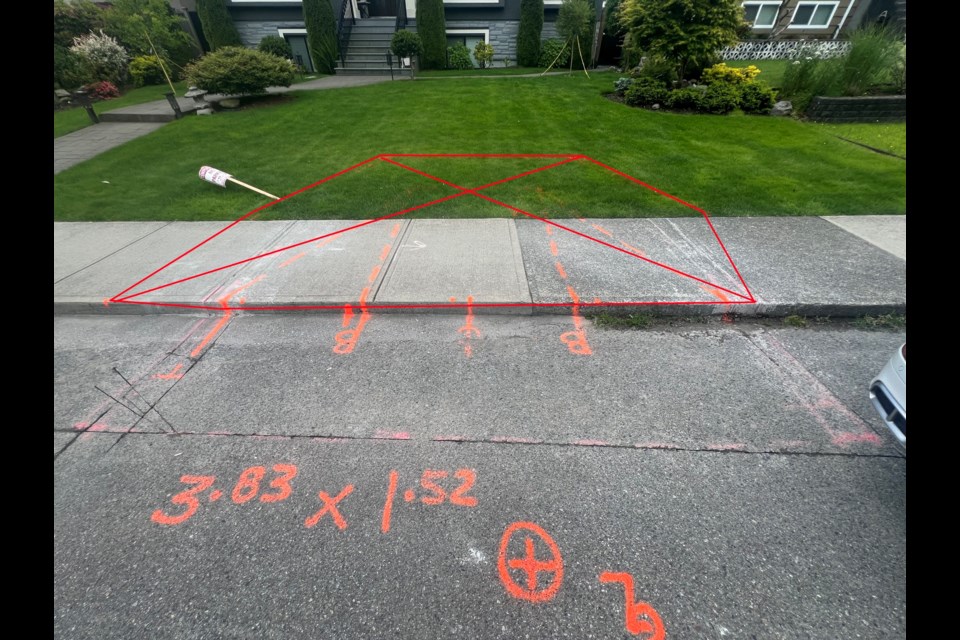 A Burnaby resident is concerned about a project that will carve out a chunk of his lawn for a letdown sidewalk.