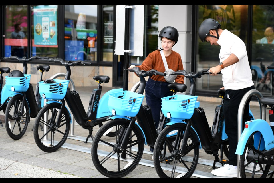 E-bikes have expanded into the UniverCity neighbourhood on Burnaby Mountain.