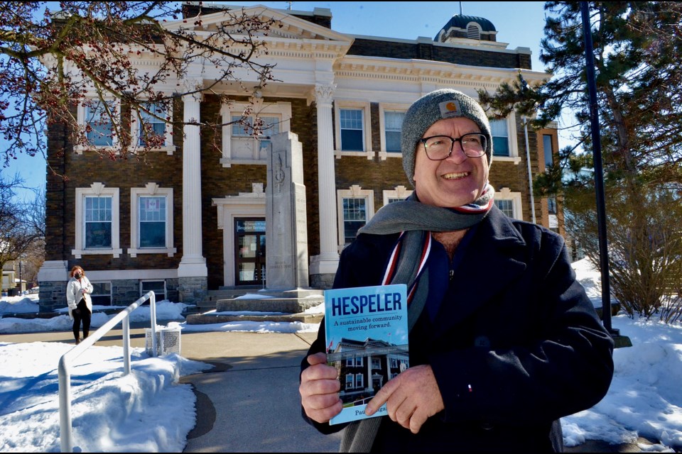 Community activist and author Paul Langan outside the Old Hespeler Town Hall