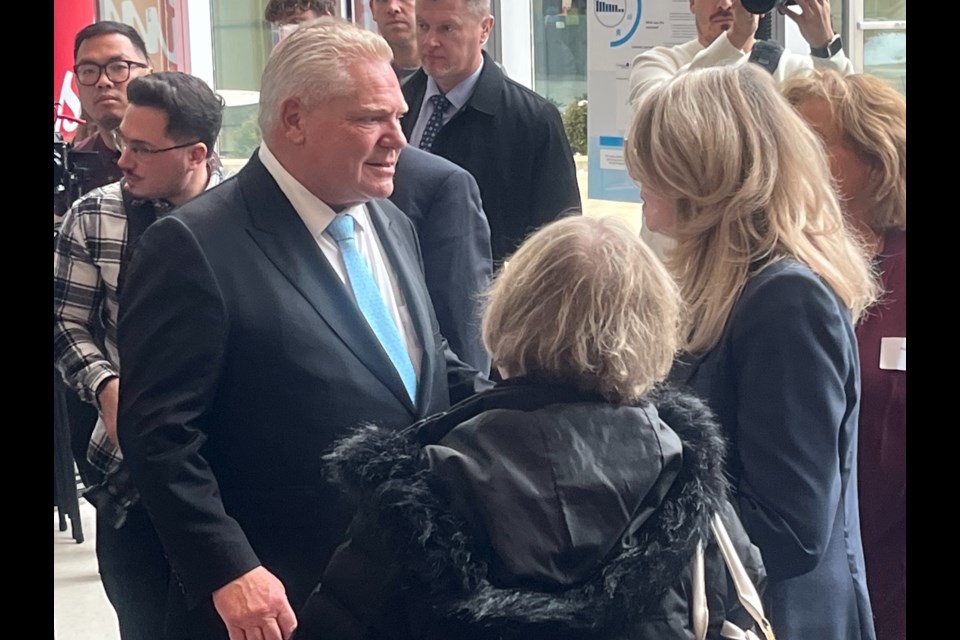 Premier Doug Ford, seen here at Cambridge Memorial Hospital this month, said last week that $200 taxpayer rebate cheques are in the mail.