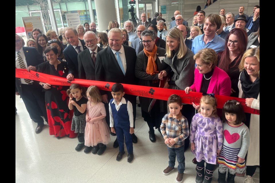 Doug Ford was joined by children born at Cambridge Memorial Hospital in 2020 to cut the ribbon and open the newly renovated space.