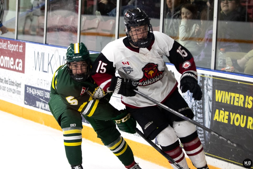 The Cambridge RedHawks welcome the Elmira Sugar Kings to Galt Arena Gardens on Saturday night for its Pink in the Rink game. Proceeds from a game worn jersey auction will be donated to support cancer research.