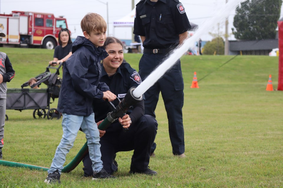 Malogorski learned how to operate a firehose with the help of a CFD firefighter. 