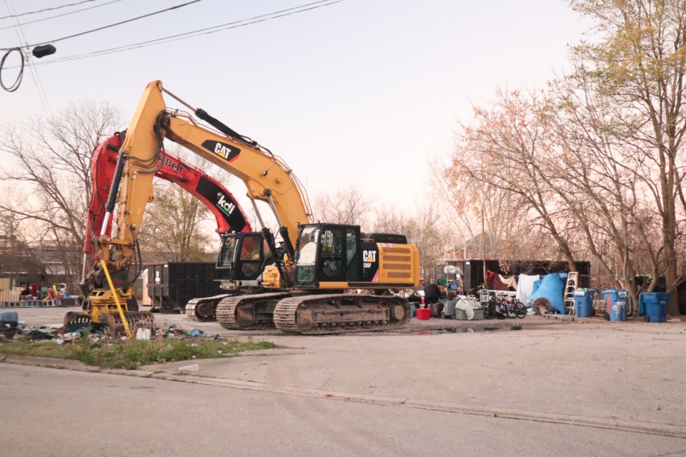 Heavy machinery was brought in to dismantle the camp