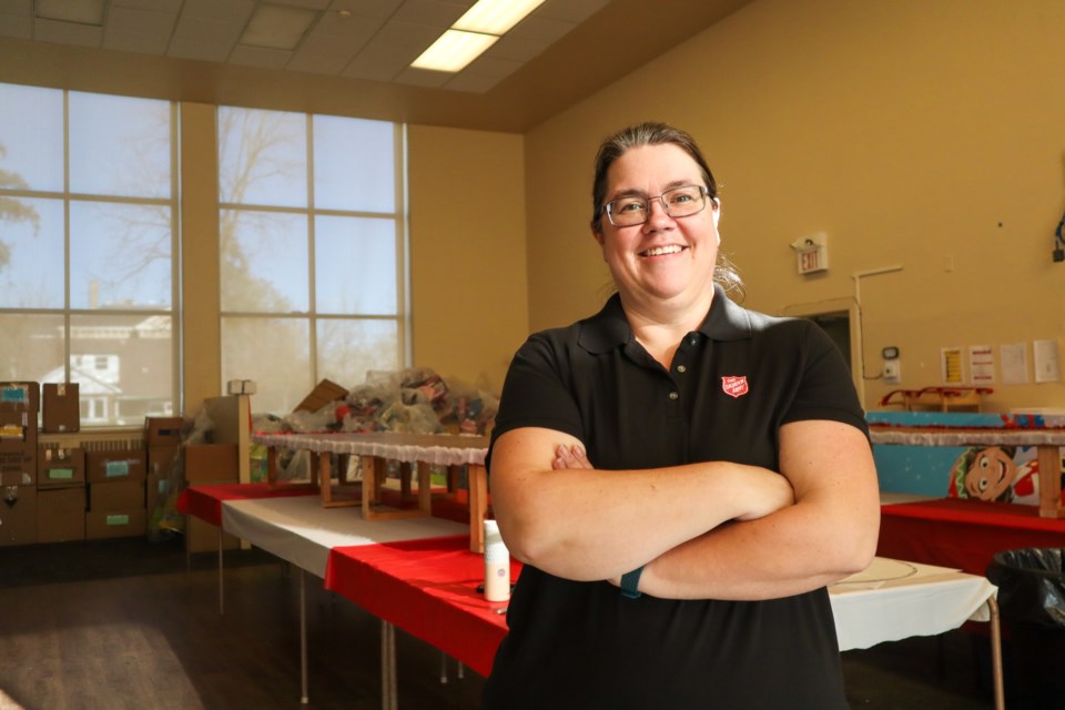 Danette Woods, executive director for the Cambridge Salvation Army stands in the Toy Shop at the former RBC bank on King Street East in Preston.