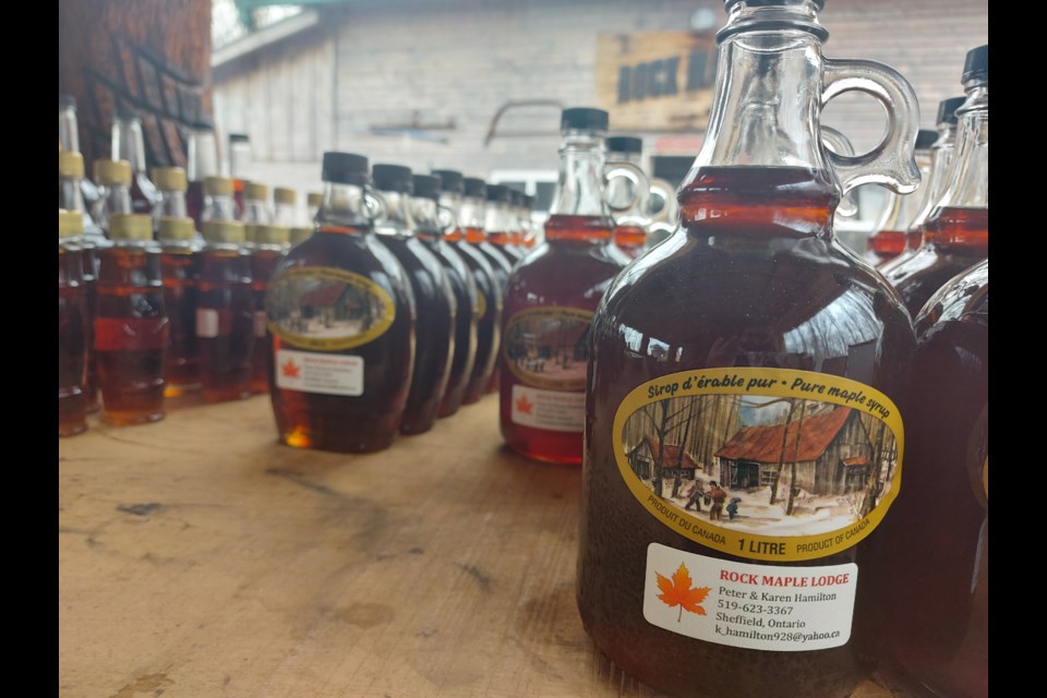 Rock Maple Lodge maple syrup finished product.