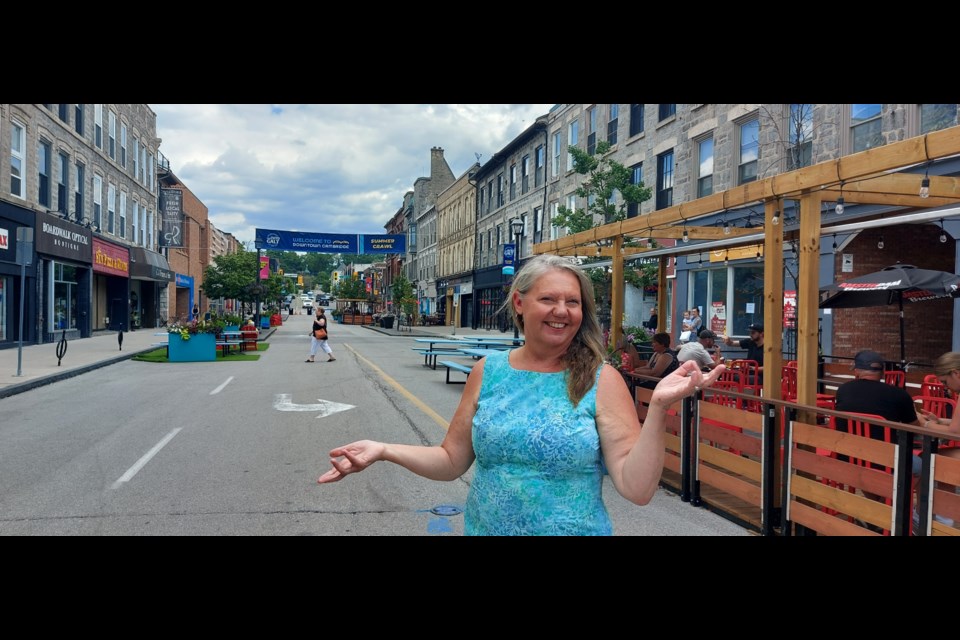 Ingrid Talpak in Galt filming for her YouTube channel Amazing Cambridge, Ontario.