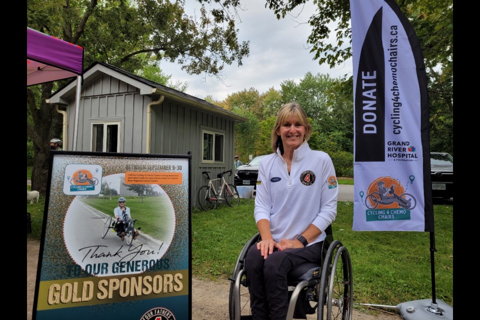 Cyndy McLean from Guelph set off to handcycle through 10 Southern Ontario communities for her fundraiser, 10x21: Cycling 4 Chemo Chairs.