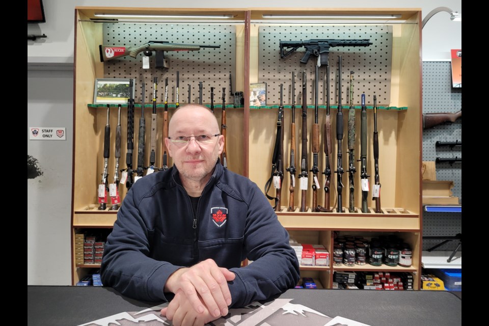 Dean Carr, president of Select Shooting Supplies and Range 519, says a 25 per cent tariff on U.S.-made goods will further weaken retailers struggling to recover from the pandemic.