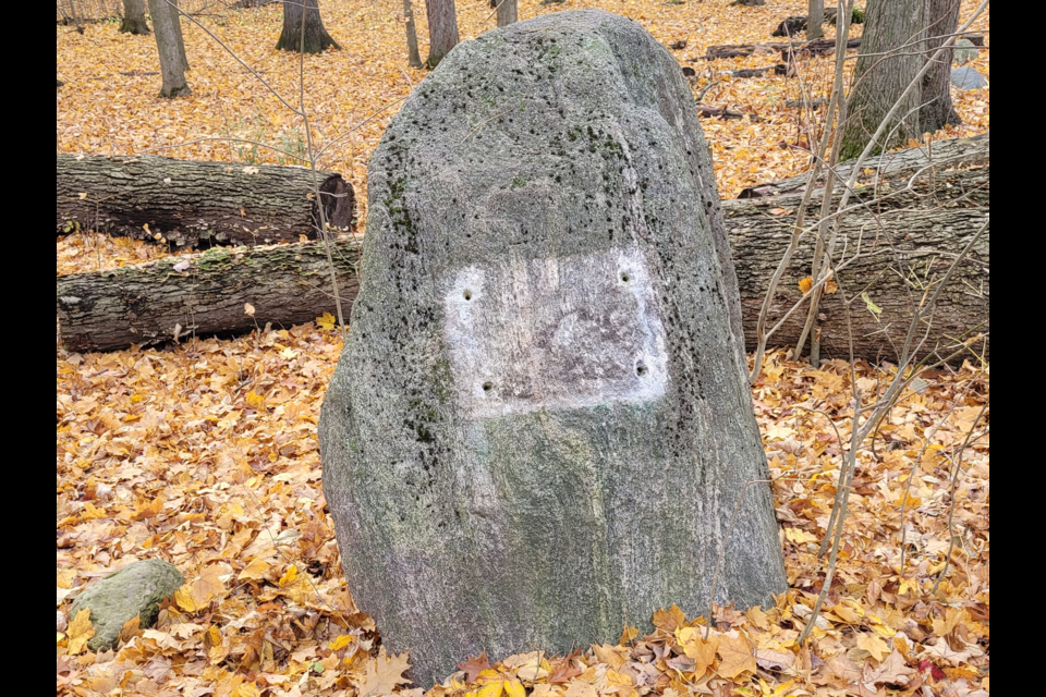 Howie Hill took this photo Thursday morning, showing the cairn without the plaque.