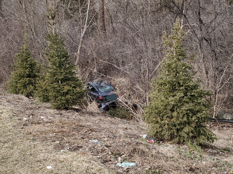 car in ditch