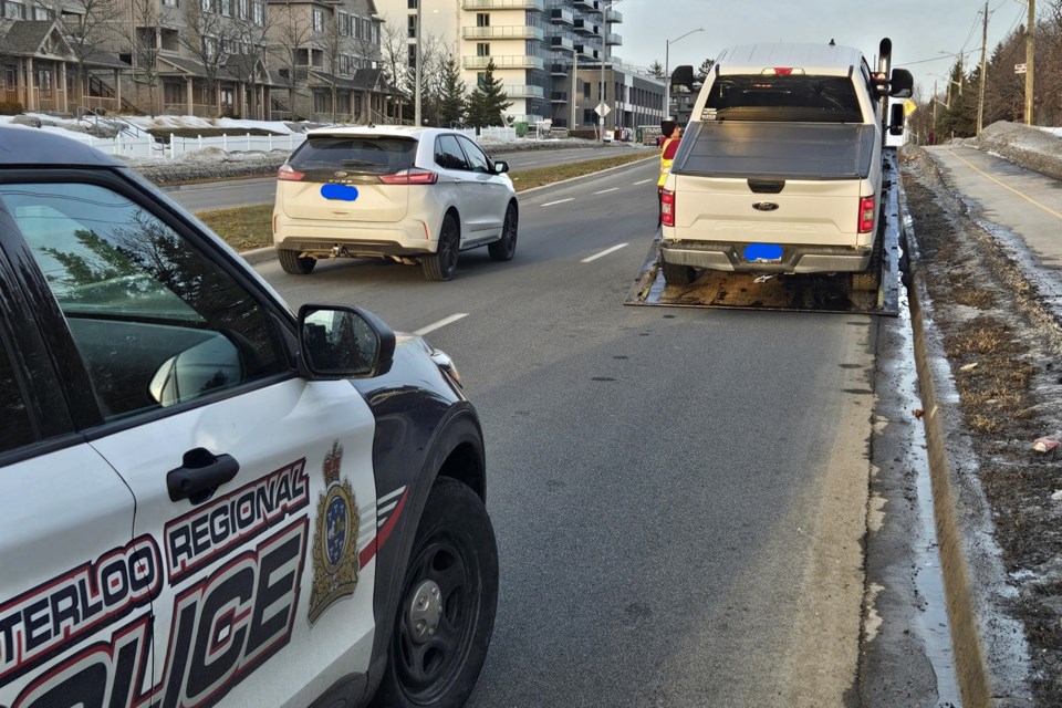 A Kitchener man is facing stunt driving charges after getting caught going over twice the speed limit along Highland Road West