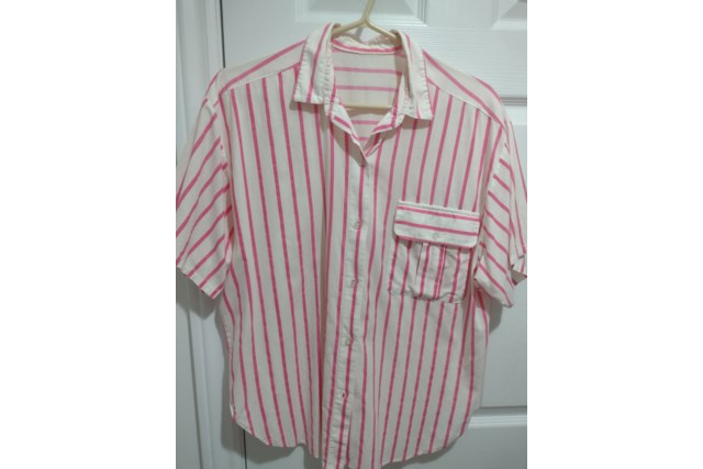 White Pink Stripe Blouse