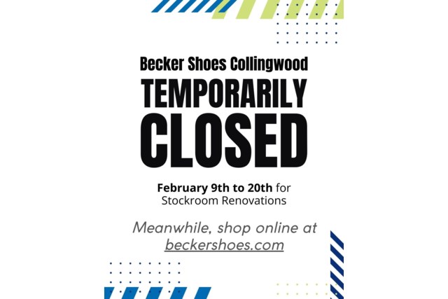 BEcker Shoes Collingwood Closed for Reno Insta Post