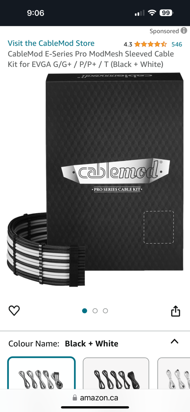 CableMod E-Series Pro ModMesh Sleeved Cable Kit for EVGA G/G+ / P