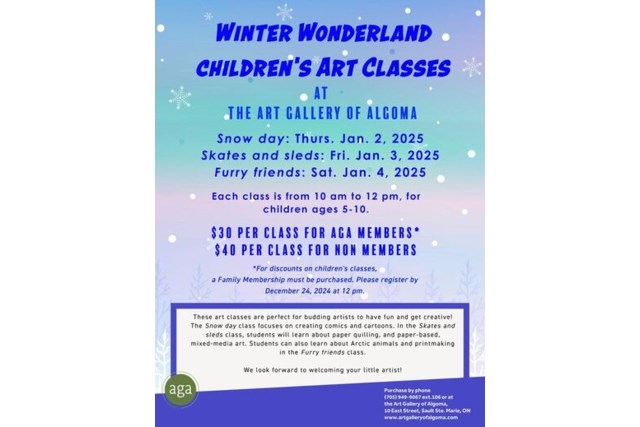 Art Gallery of Algoma-Jan 2025-Art classes for children