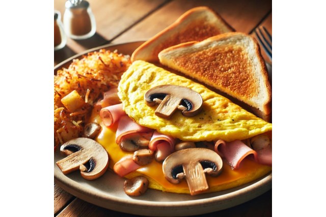 A_delicious_breakfast_plate_featuring_a_fluffy_ham