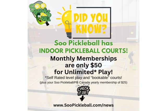 Soo Pickleball has INDOOR PICKLEBALL COURTS!