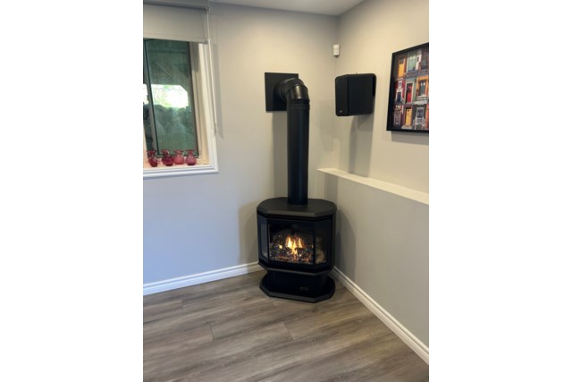 Gas Fireplace corner installation by The Shock Doctors