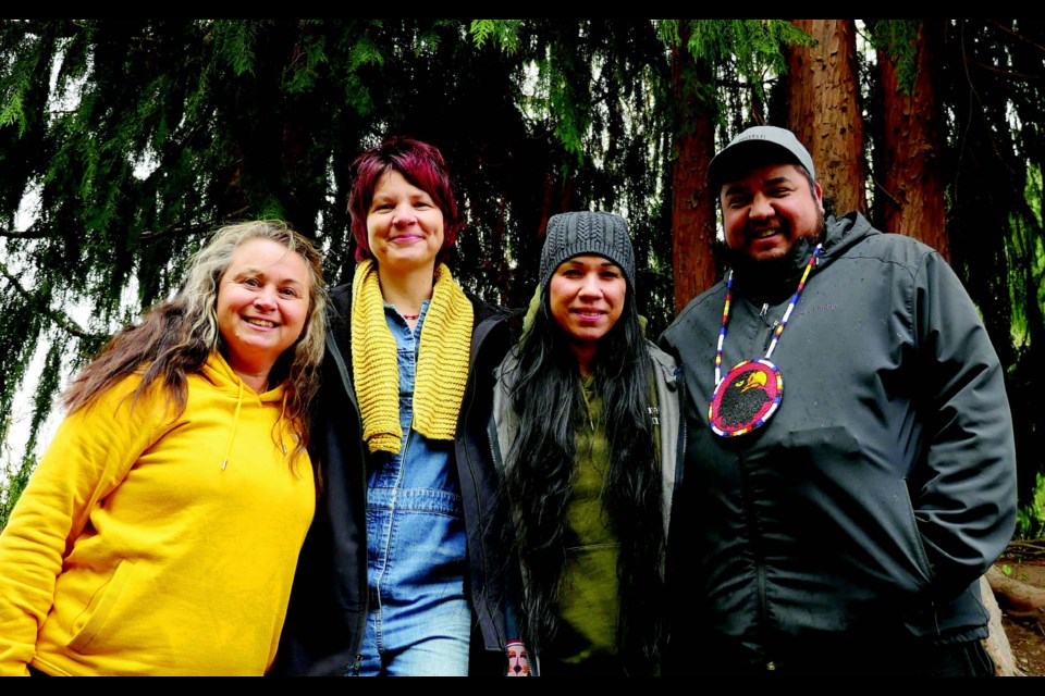 Liz Marshall, second from left, collaborated on s-yéwyáw/Awaken with Charlene SanJenko, Ecko Aleck and Alfonso Salinas.